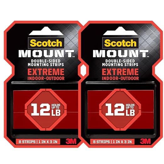 Scotch-Mount Extreme Mounting Strips, Double-Sided Heavy Duty Tape, 16 Strips