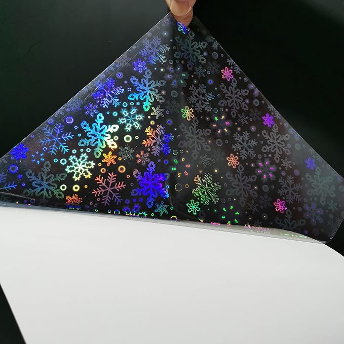 Bleidruck 25 Sheets Snowflake Holographic Clear Sticker Laminate Paper | A4