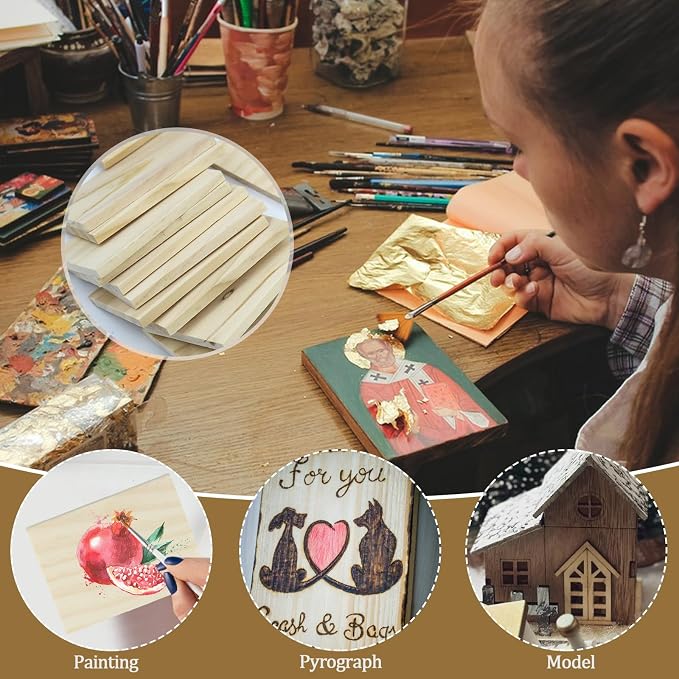 30PCS Wooden Squares for Crafts, 1/4 Inch Thick Natural Blank Square MDF Blocks