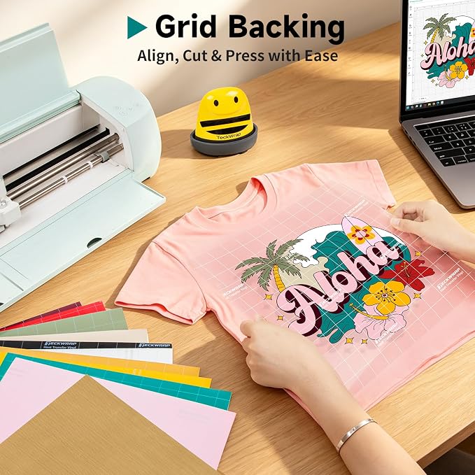 TECKWRAP Heat Transfer Vinyl for T Shirts, 50+ Washes, 10 Sheets 12" x 12" |