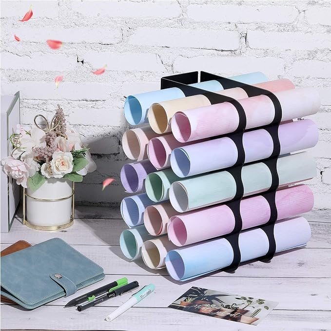 Outus Vinyl Storage Rack Acrylic 15 Holes Vinyl Roll Holder Craft Paper Storage