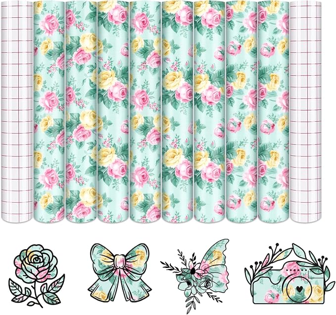 Tintnut Rose Permanent Vinyl 12x10in 8 Sheets Adhesive Vinyl Pink Green |