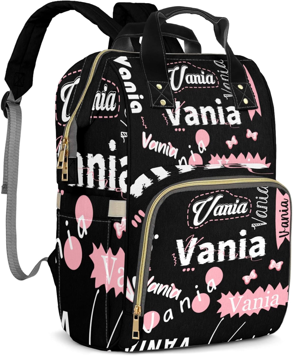 Custom Diaper Bag Backpack for Baby Boys Girls, Personalized Name Cute Cartoon Large Nappy Nursing Organizer Mommy Bags, Waterproof Travel Daypack for Dad Mom Gifts
