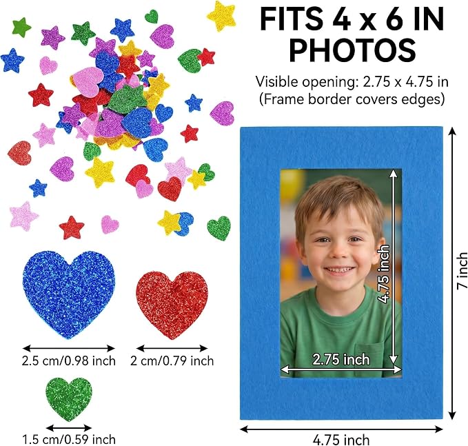 Jetec 24 Pieces Colorful Felt Photo Frames Holiday Picture Frames and 50 Pieces