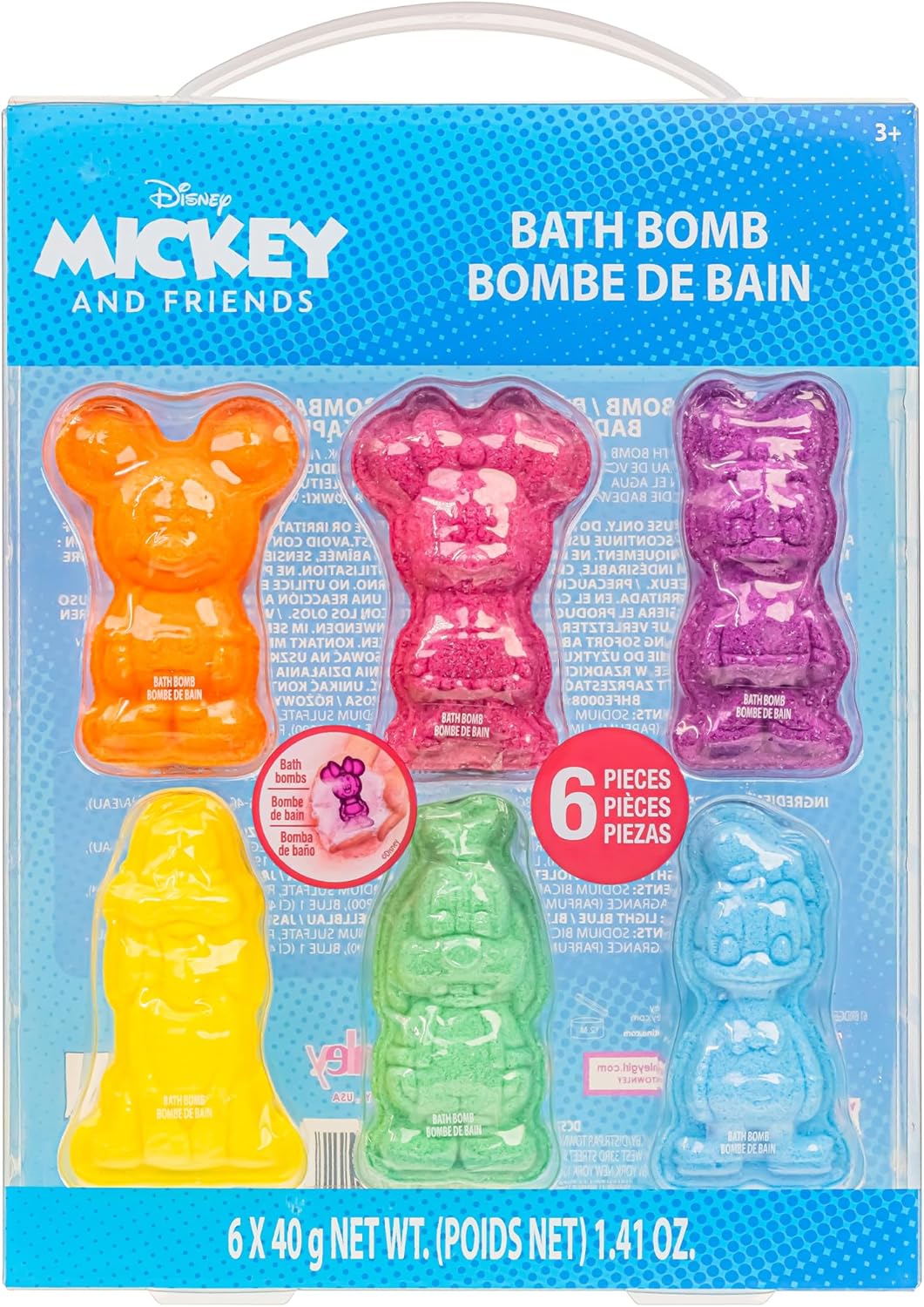 Mickey Minnie and Friends Bubblegum Scented Bath Bombs - Ages 3+ Character Molded Bath Bombs – Fun & Bright Colors by Townley Girl