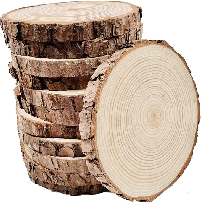 Unfinished Wood Slices for centerpieces 18 PCS 5.1-5.5 Inch, Round Wooden Discs
