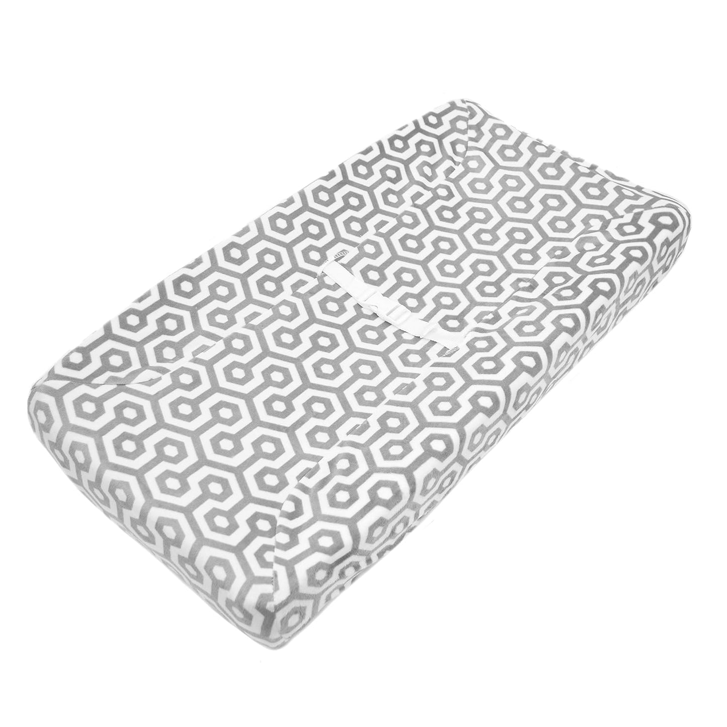 American Baby Company Heavenly Soft Chenille Contoured Changing Table Cover- Gray Honeycomb