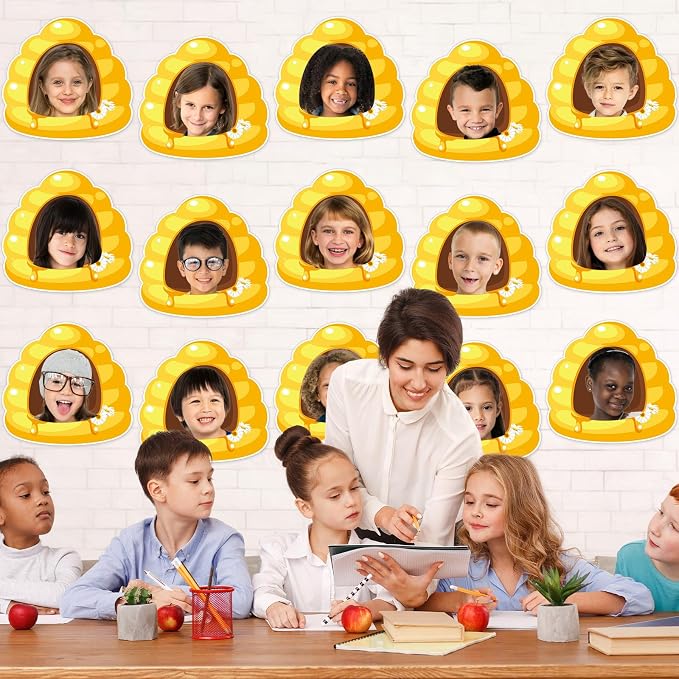 gisgfim 80Pcs Bee Hive Cutouts Summer Honey Bee Hive Decorations Bulletin Board