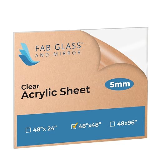 Clear Acrylic Plastic Sheet 3/16" Thick 48" X 48" Rectangle Plexiglass Sheet