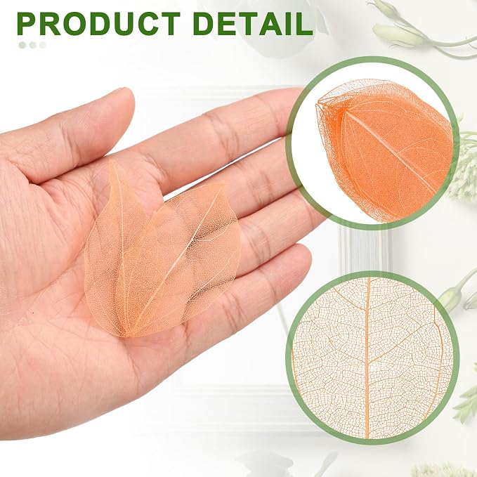 uxcell 100 Pcs Orange Skeleton Leaves