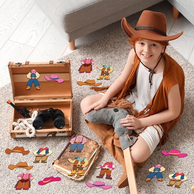 48Pcs Western Cowboy Hat Cutouts Bulletin Board Decorations Pink Cowgirl Paper