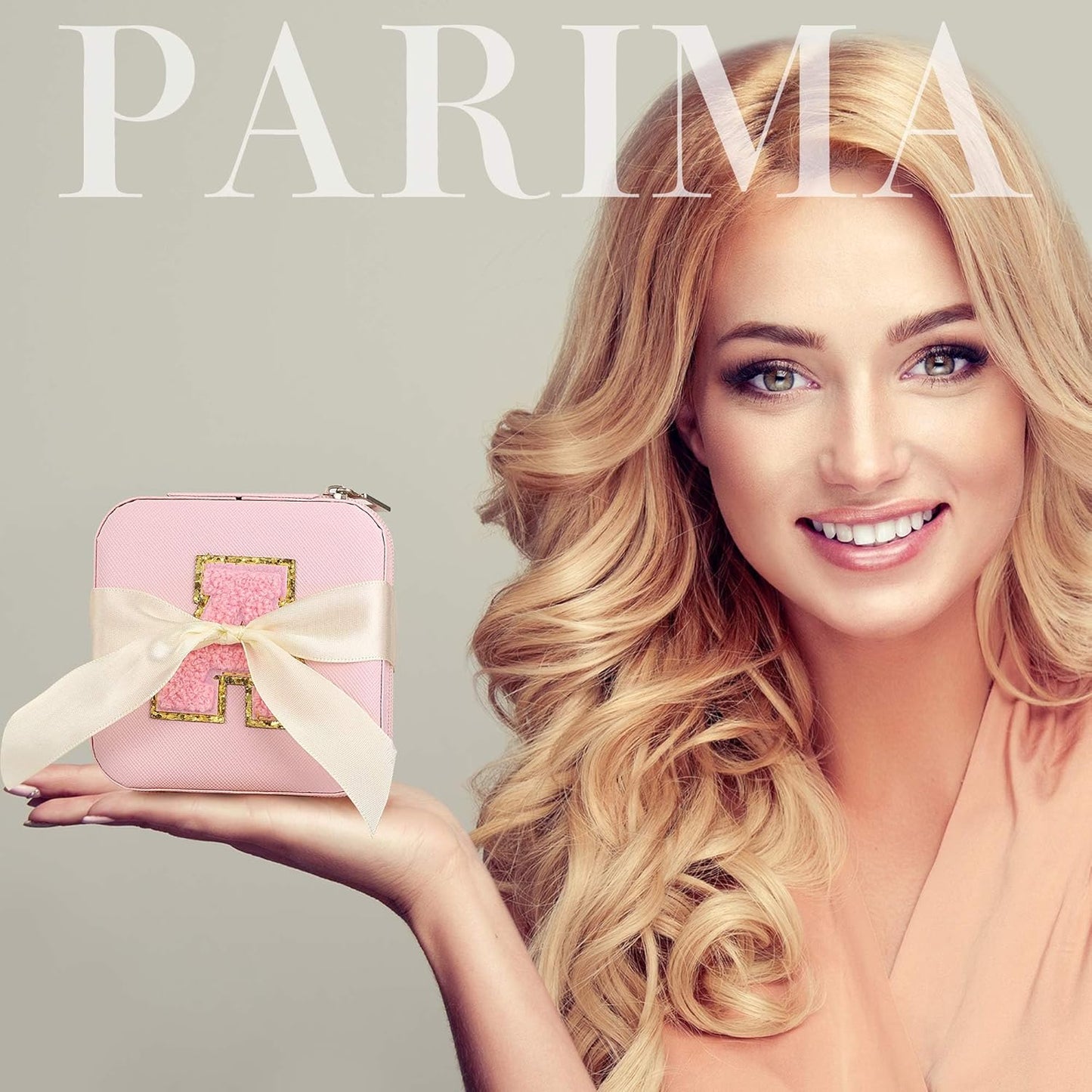 Parima Gifts for Friends Sister - Travel Must Have Jewelry Organizer Travel Case | Travel Gifts for Women Girls Jewelry Box | Graduation Gifts for Friends Female | Travel Essential - Letter E, Pink