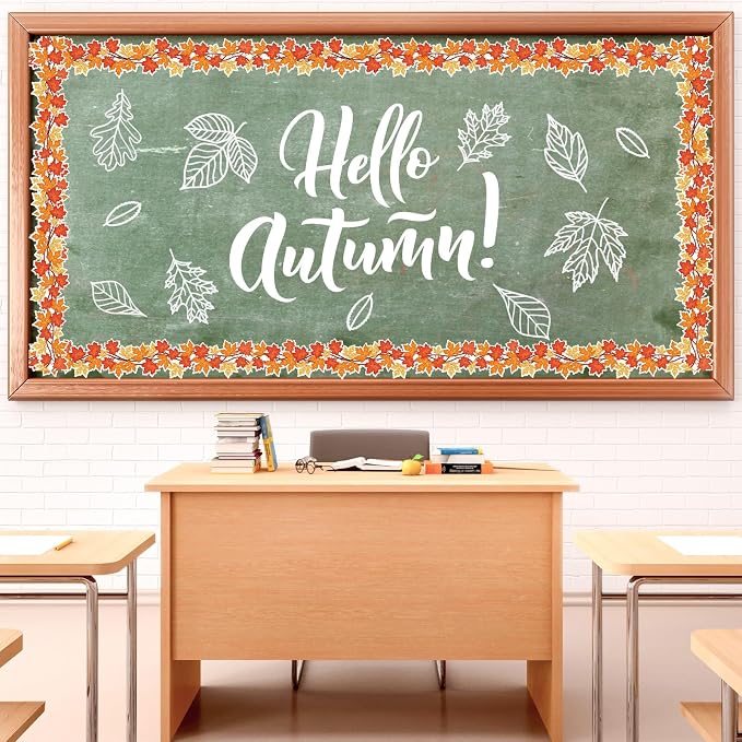 FYSUIMU 65.6 Ft Fall Thanksgiving Bulletin Board Borders Maple Leaves Vine Die