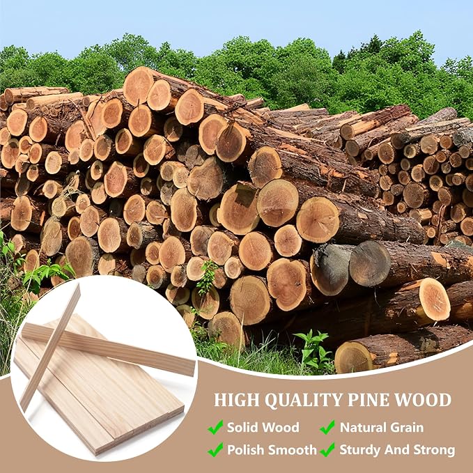 Wooden Dowels for Crafts, Wood Strips Trim Slats for Wall 1/8" × 1.5" × 15"
