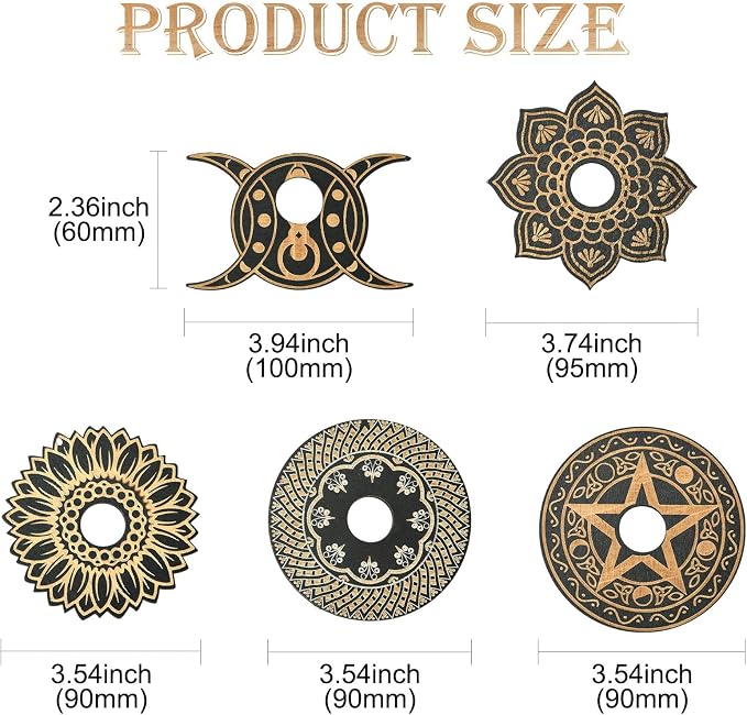 10 pcs 5 Styles Moon Flower Theme Wooden Crystal Display Star Round Lotus