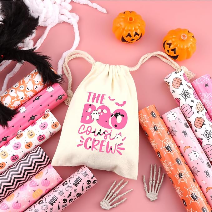 Tintnut Pink Halloween Heat Transfer Vinyl, pumpkins & bats patterned HTV