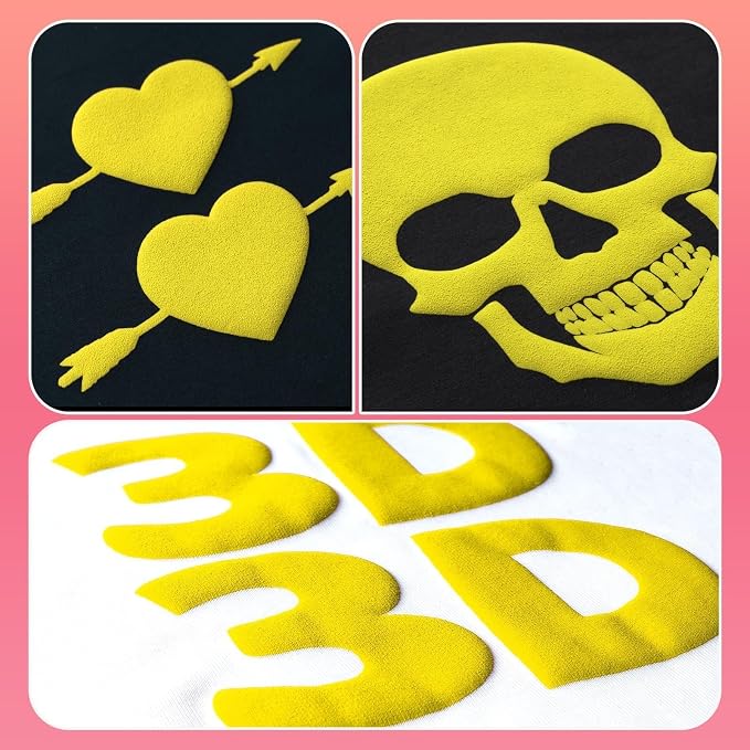 VinylRus Yellow Puff Vinyl Heat Transfer -12” x 6ft Puffy 3D Iron on Vinyl