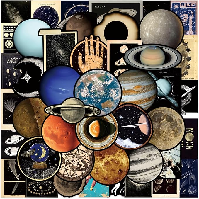 50Pcs Transparent Astronomy Stickers