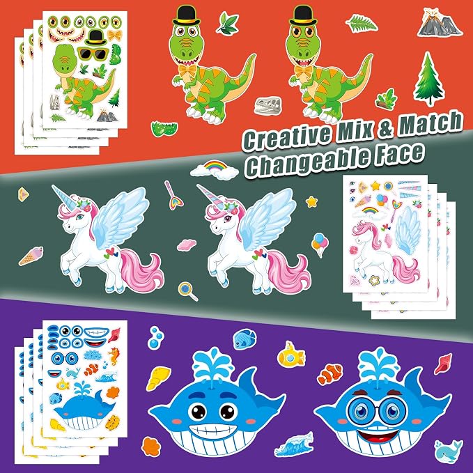 48 Sheets Create Funny Mixed Animals Stickers, Make a Face Stickers