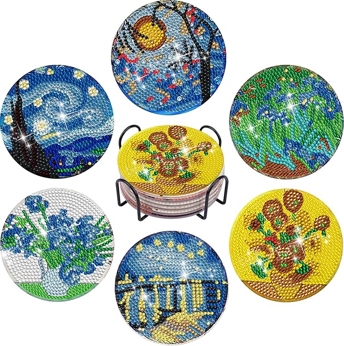 EWJRNSF 6 PCS Landscape Diamond Art Coasters Kit