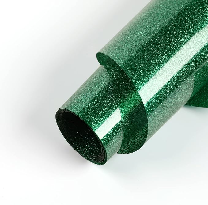 HTVRONT Green Glitter Heat Transfer Vinyl, Iron on Vinyl