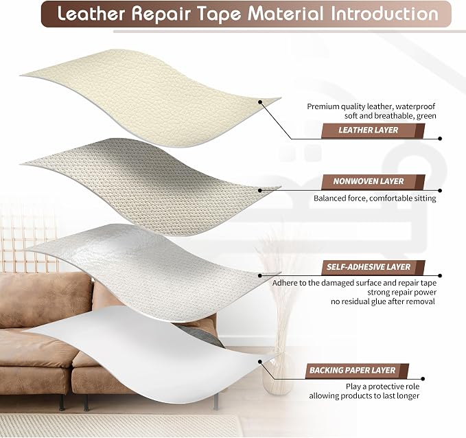 KING MOUNTAIN Leather Repair Patch, 4 x 63 Inches self Adhesive Leather Repair