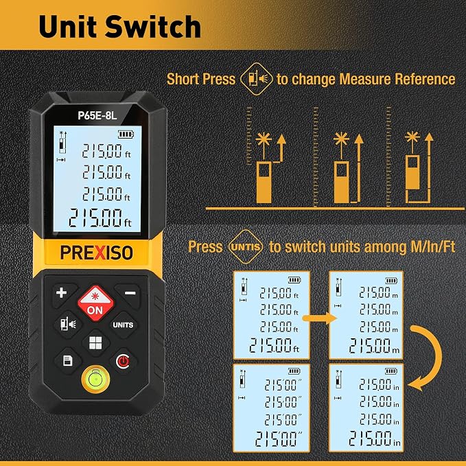 PREXISO Laser Measure, 215Ft Laser Measurement Tool