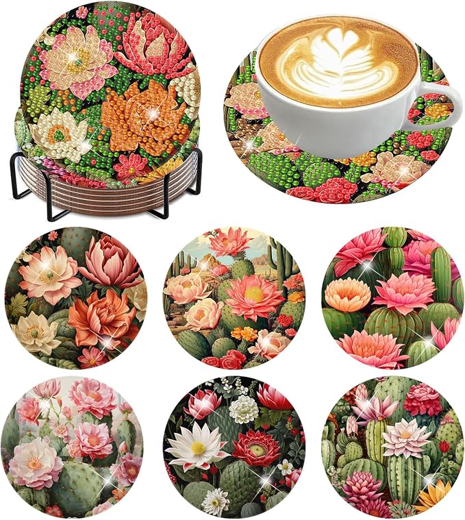 ijbnhd Cactus Diamond Painting Coasters Kit