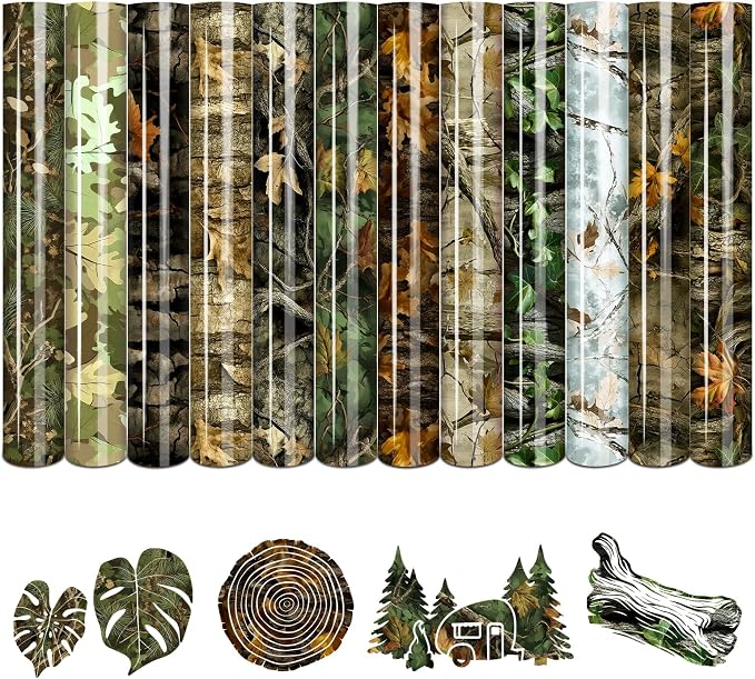 Tintnut Tree Leaf Heat Transfer Vinyl, 12 Sheets 12"x10" Iron on Vinyl | Nature