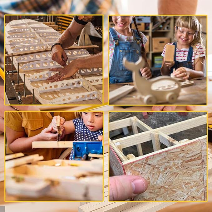 120Pcs Balsa Wood Sticks, Wood Strips Balsa Square Wooden Dowels Hardwood