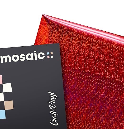 Mosaic+ Red Brushed Holographic 1ft x 5ft Crafting Vinyl Crinkle-Free 8yr UV