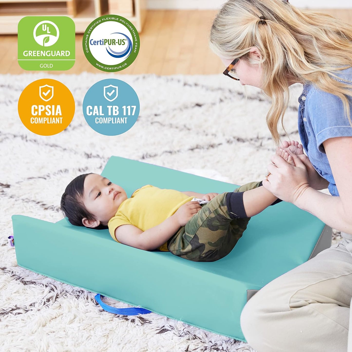ECR4Kids SoftZone Baby Changing Pad, Baby Essentials, Seafoam/Light Grey