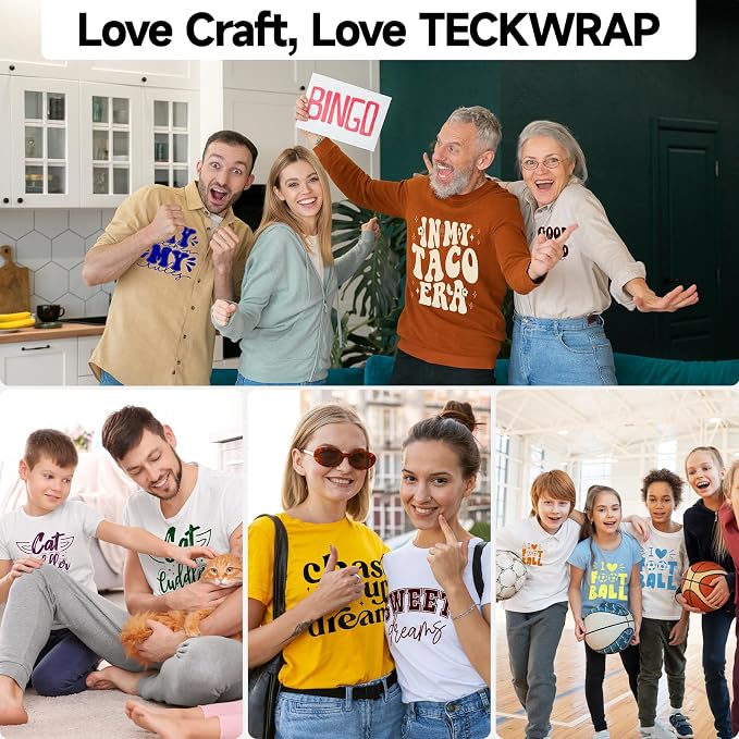 TECKWRAP Heat Transfer Vinyl for T-Shirts 33 Sheets 12"x12" Easy Cut & Weed |
