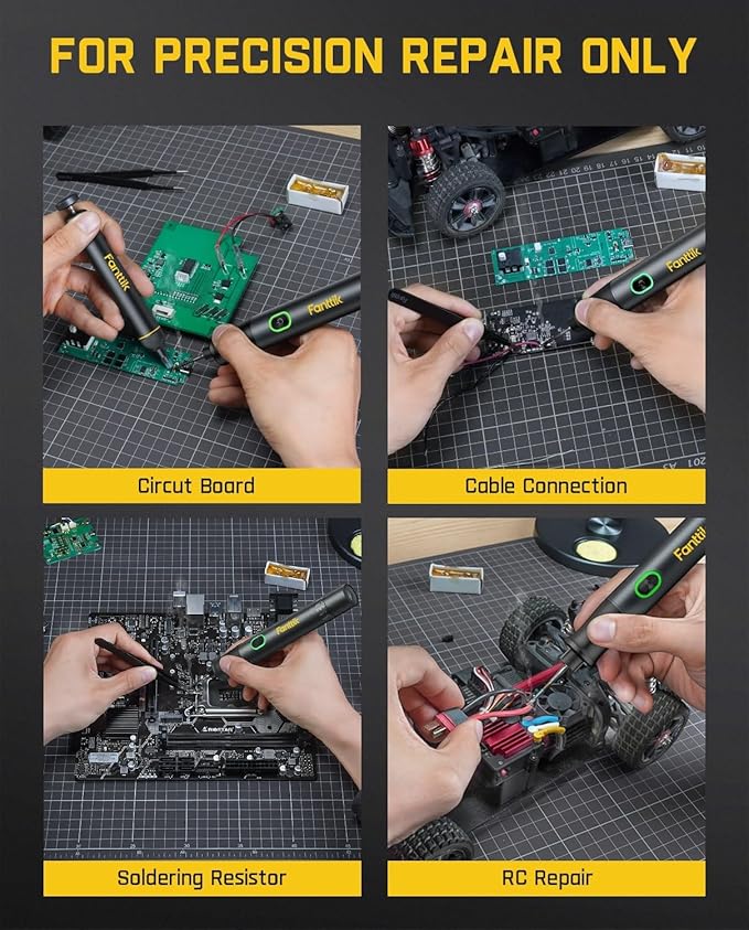 Fanttik T1 Max Soldering Iron Kit, Cordless Soldering Iron, 7 Seconds Fast Heating(390°F-840℉), Auto Sleep, 4 Precision Soldering Tips(C210), 360° Swivel Stand, Soldering Iron for Precision Repair