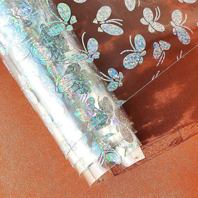 HYANG Transparent Butterfly PVC Super Clear Holographic Vinyl Faux Leather