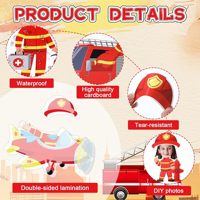 60pcs Firefighter Cutouts Fire Truck Bulletin Board Decorations Fireman Theme