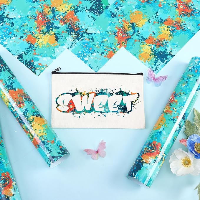 Tintnut Blue Splash Heat Transfer Vinyl, stretch washable, works