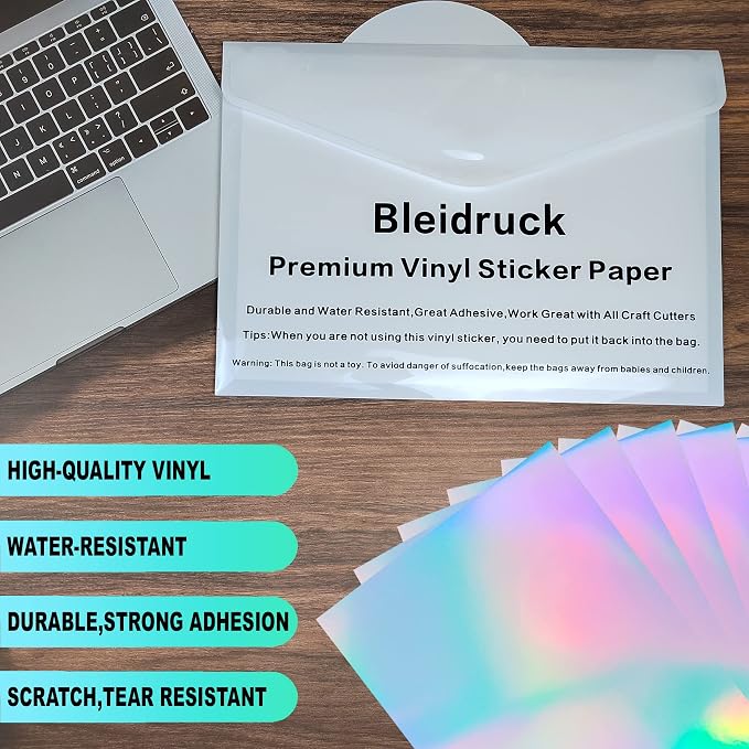 Bleidruck 25 Sheets 8.25x11.7 Inches Clear Holographic Premium Cold Laminated