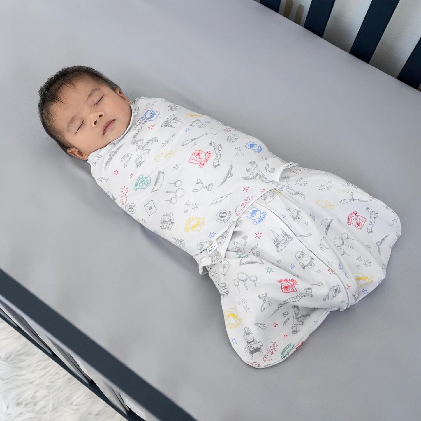 HALO Harry Potter 100% Cotton Sleepsack Swaddle, 3-Way Adjustable Wearable Blanket, TOG 1.5, Harry Potter Enchanted, Newborn, 0-3 Months