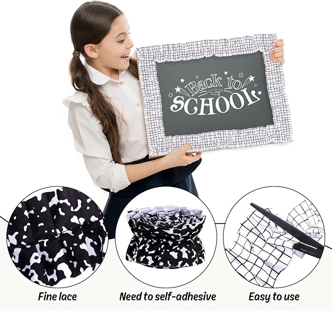 AnyDesign 6 Rolls 47Ft Ruffled Bulletin Board Borders Fabric Bulletin Border