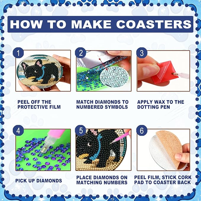 8-Pack Diamond Art Coaster Kit