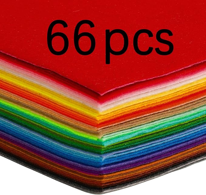 LIZOIDZSM 66 pcs Felt Sheets, Felt Paper Felt Pack Felt Craft kit, Soft Felt