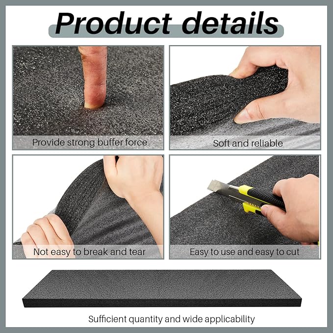 Ramede Customizable Polyethylene Foam Sheet 54 x 16 x 2 Inch Black Foam Insert