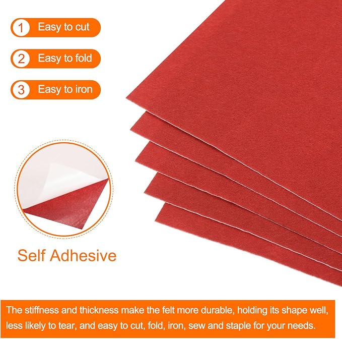 MECCANIXITY Adhesive Felt Sheets, Felt Fabric Crafts Back Adhesive Felt Sheets