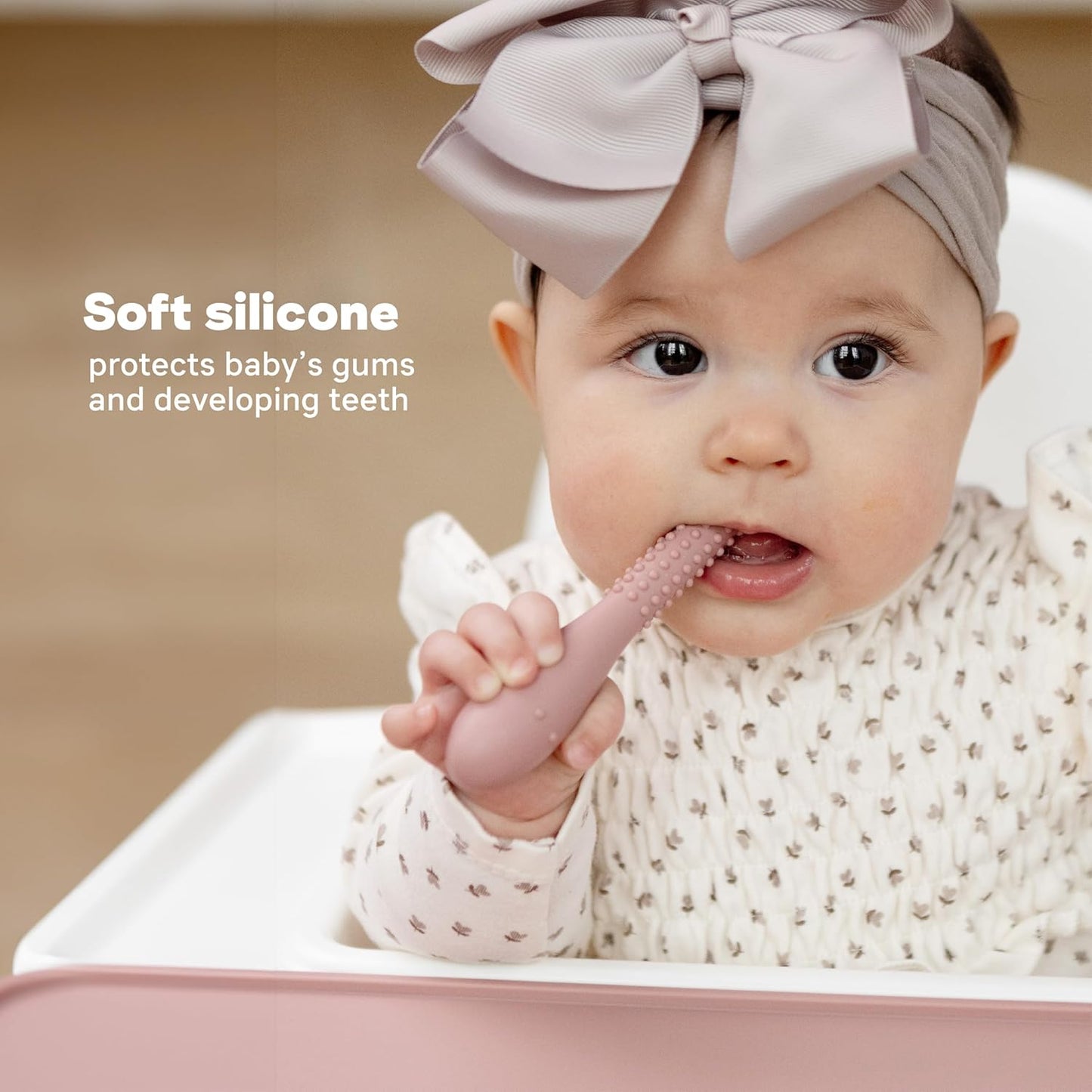 ezpz Oral Development Tools (3 Pack in Color) - 3 Months+ - Non-Slip Loop, Smile and Stick 100% Silicone Tools - Prepare for Chewing + Solids - Baby-Led Weaning Supplies