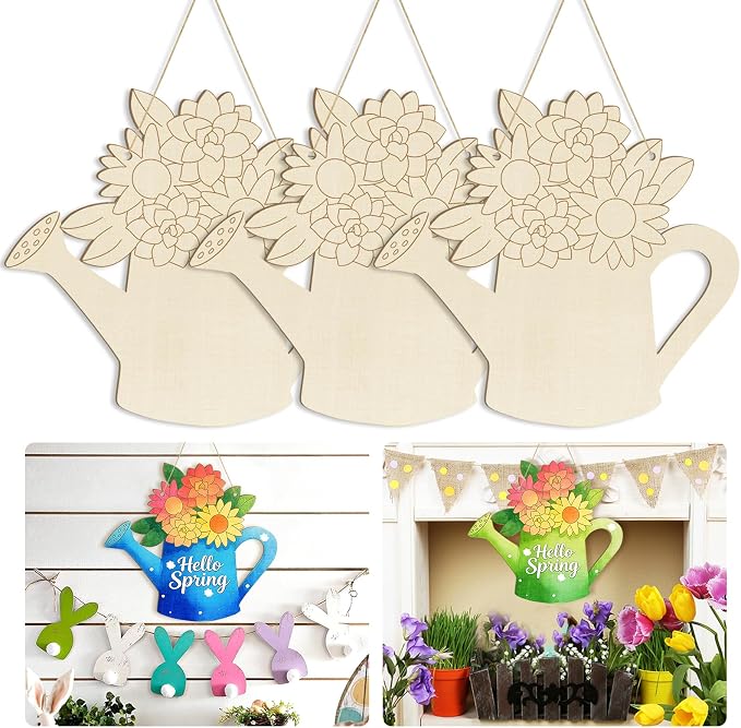 Large Size 12" Wooden Spring Crafts Ornaments to Paint, Flower Wooden DIY Blank
