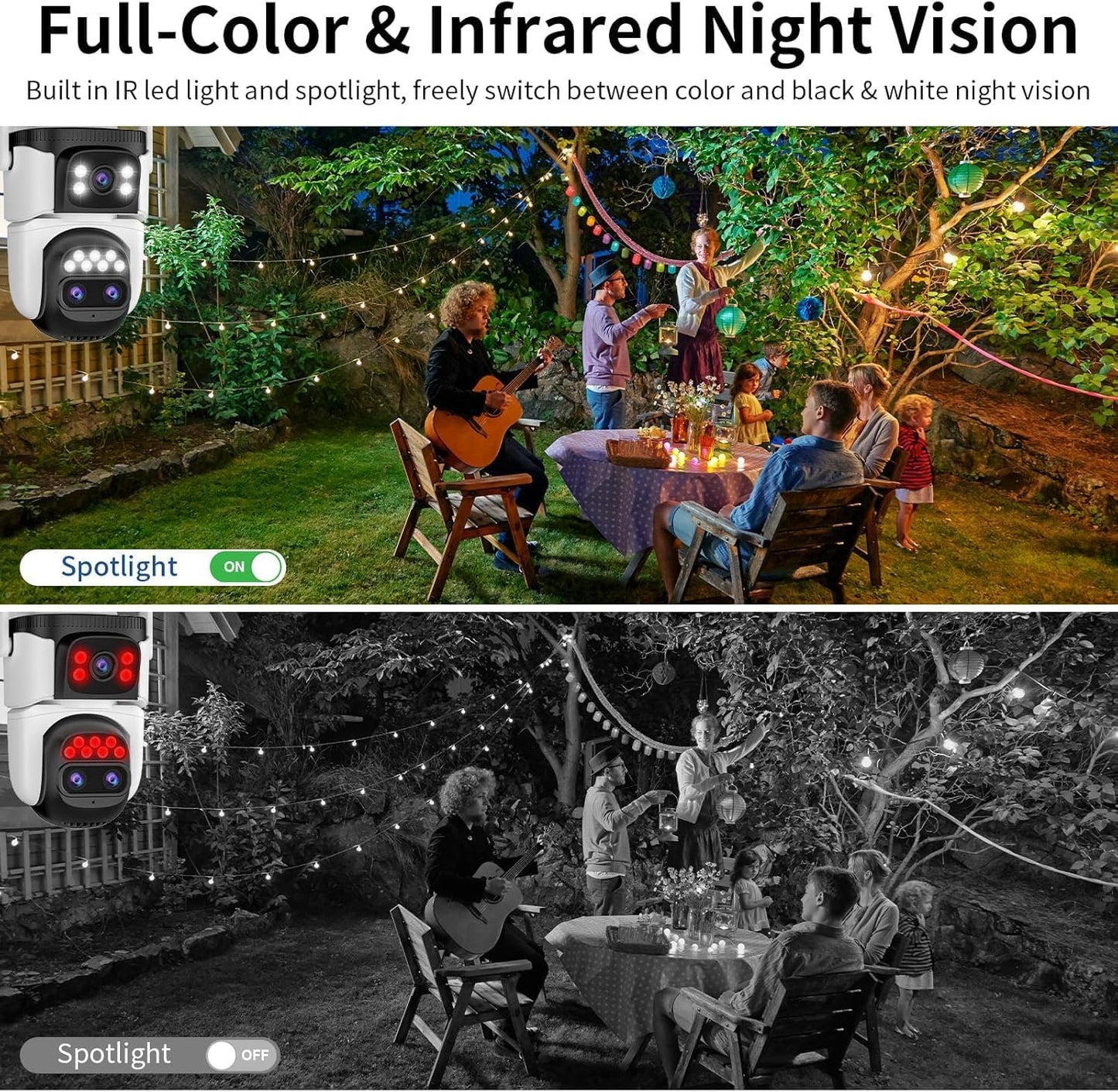 VSTARCAM Three-Lens Security Camera,2K Outdoor Camera,Human Detection,Home Security Cameras Outdoor,Night Vision,Siren & Spotlight Alarm,Two Way Audio,Local & Cloud Storage,10x Zoom