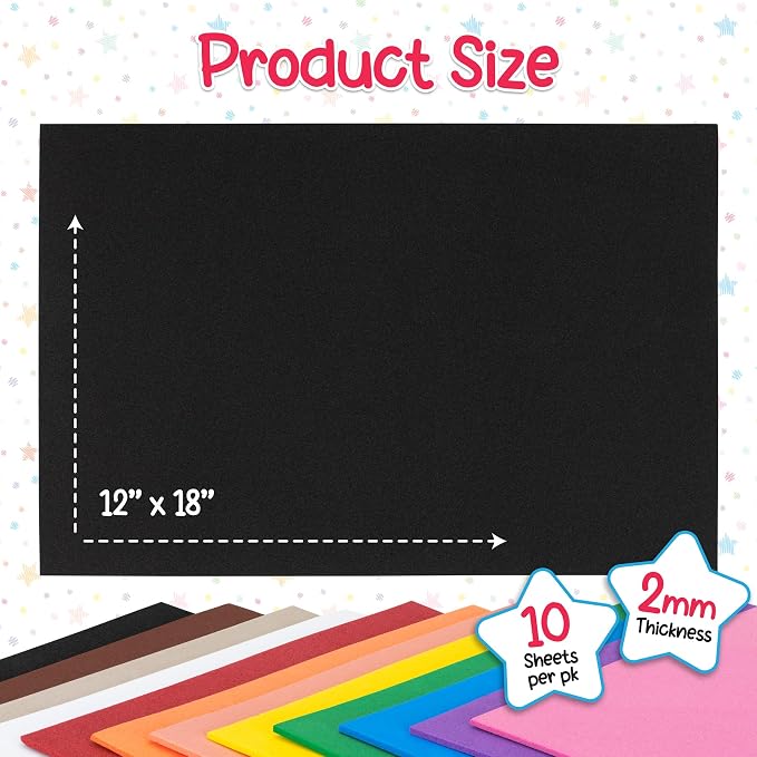 Hygloss Sheets Colorful Foam for DIY Arts & Craft, 10 Piece