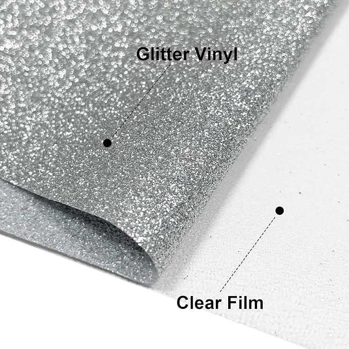 Silver Glitter HTV 12" x 8ft Heat Transfer Vinyl Iron-On Roll | Silver Glitter