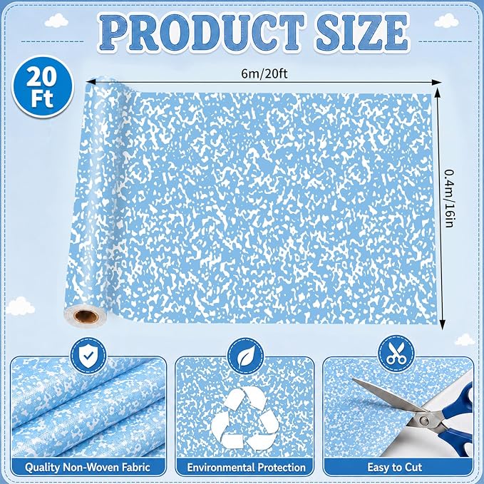 Blue Composition Bulletin Board Roll Non-Woven Fabric Poster 16in X 20ft | Back